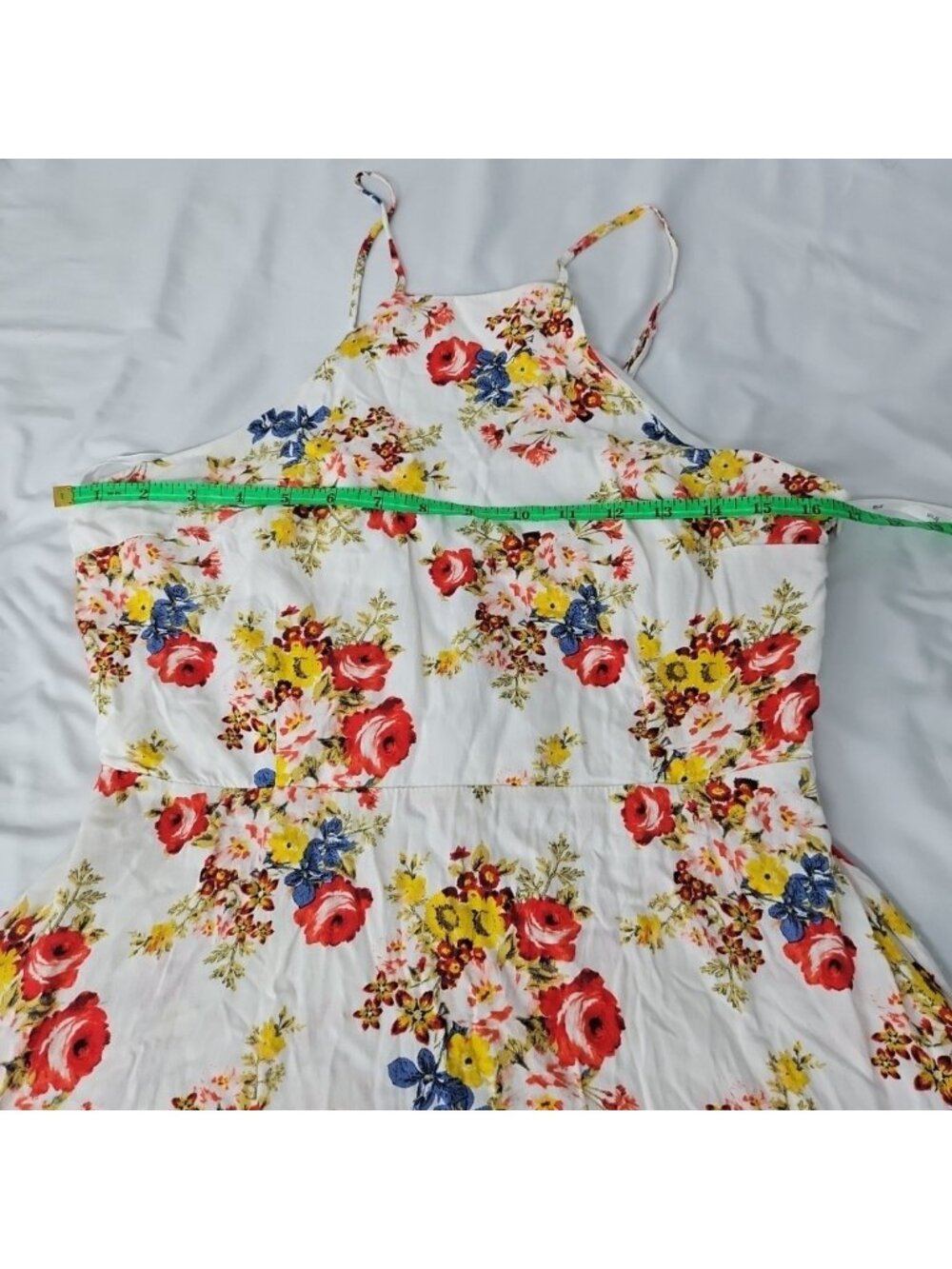 Iris Floral Fit & Flare Sundress Womens L Lace Up Back Cottagecore Boho Mini Dre - Picture 4 of 16